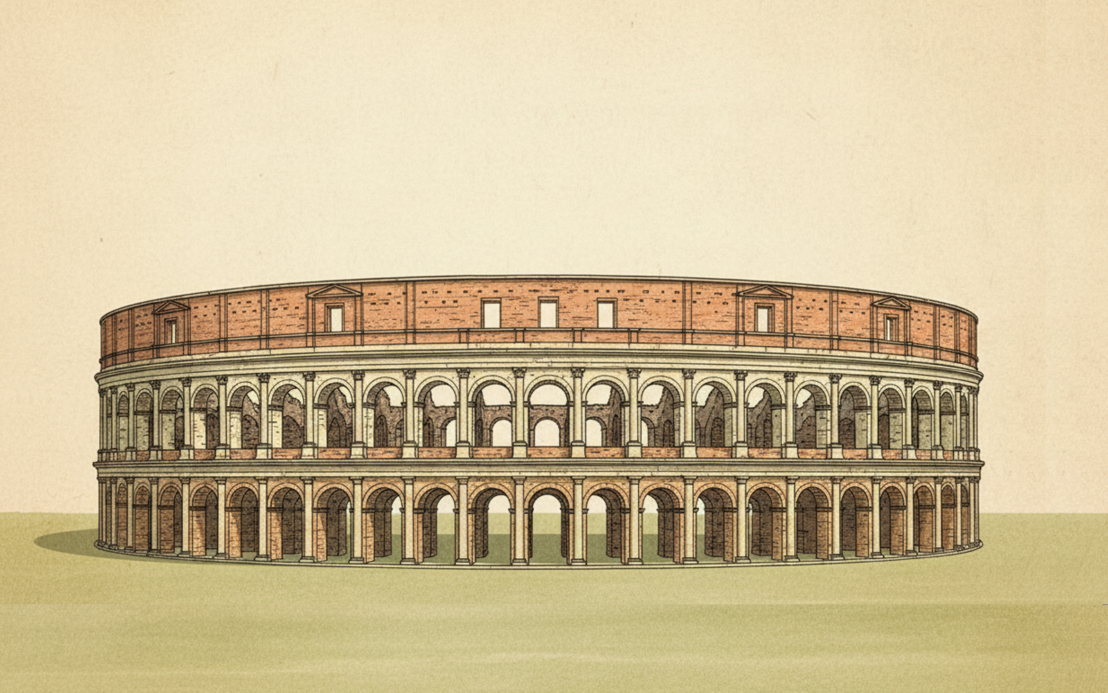 Possibile ricostruzione dell'Anfiteatro di Urbisaglia