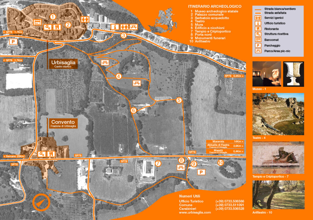 mappa dell'area archeologica di urbisaglia