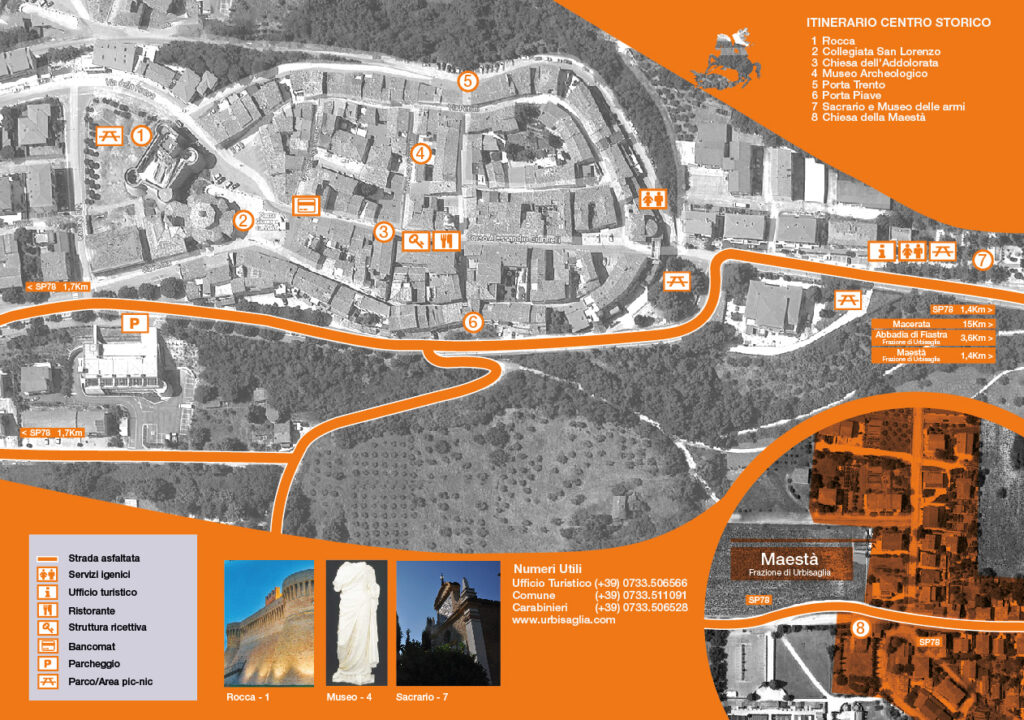 mappa del centro storico di urbisaglia